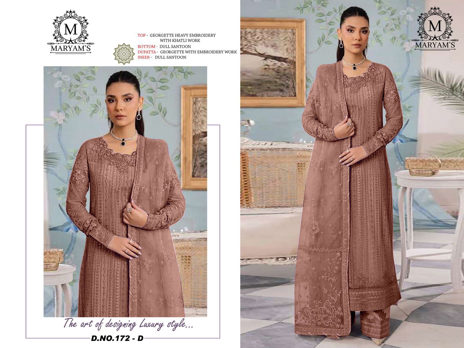 Maryams 172 Georgette Embroidered Pakistani Suits Wholesale Price In Surat
